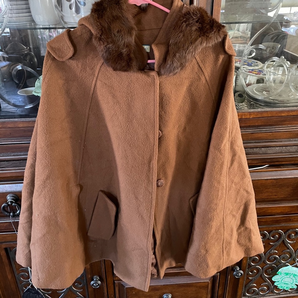 Fur Trimmed Alpaca Cape